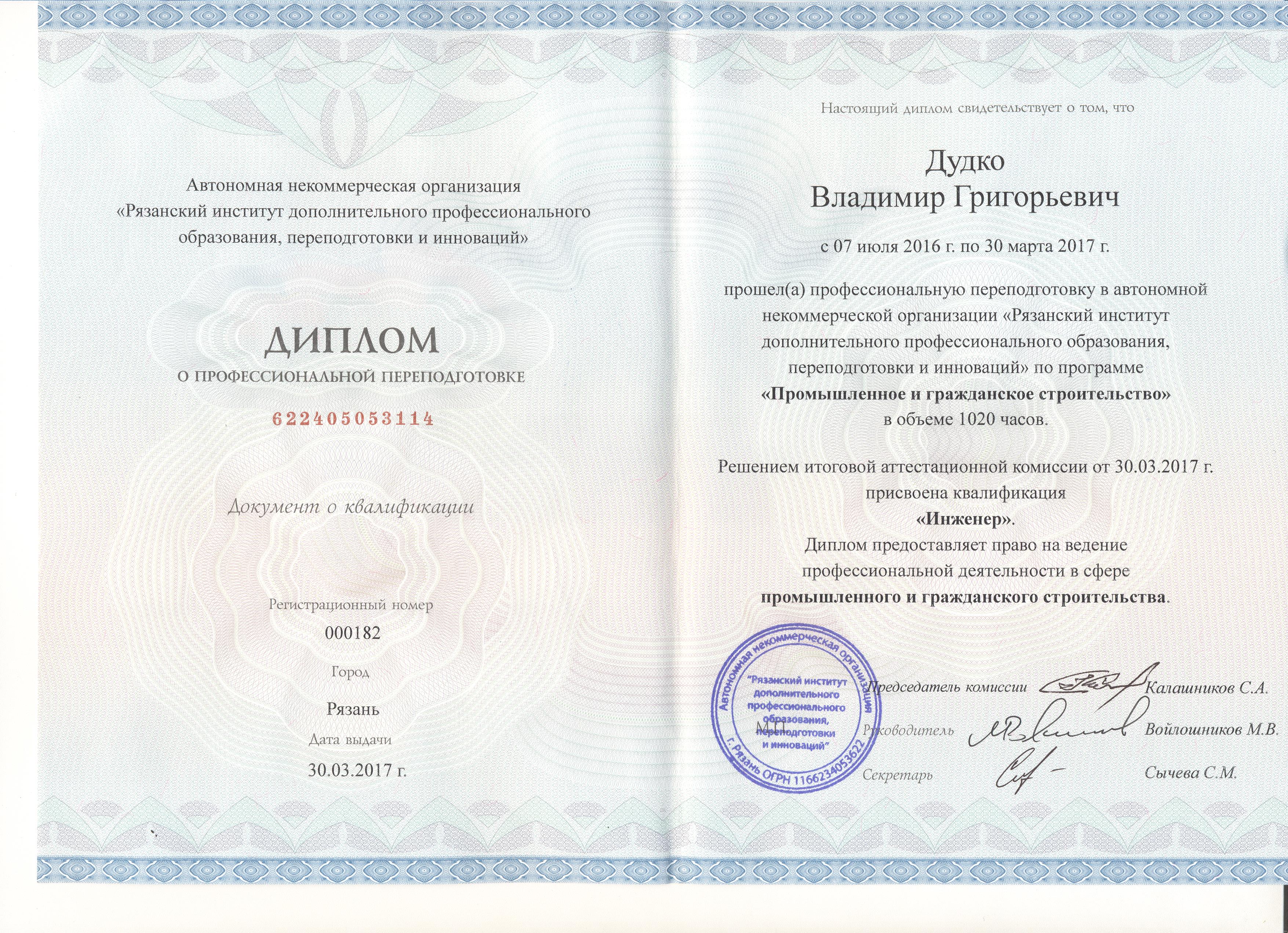 Уральский институт повышения квалификации и переподготовки диплом